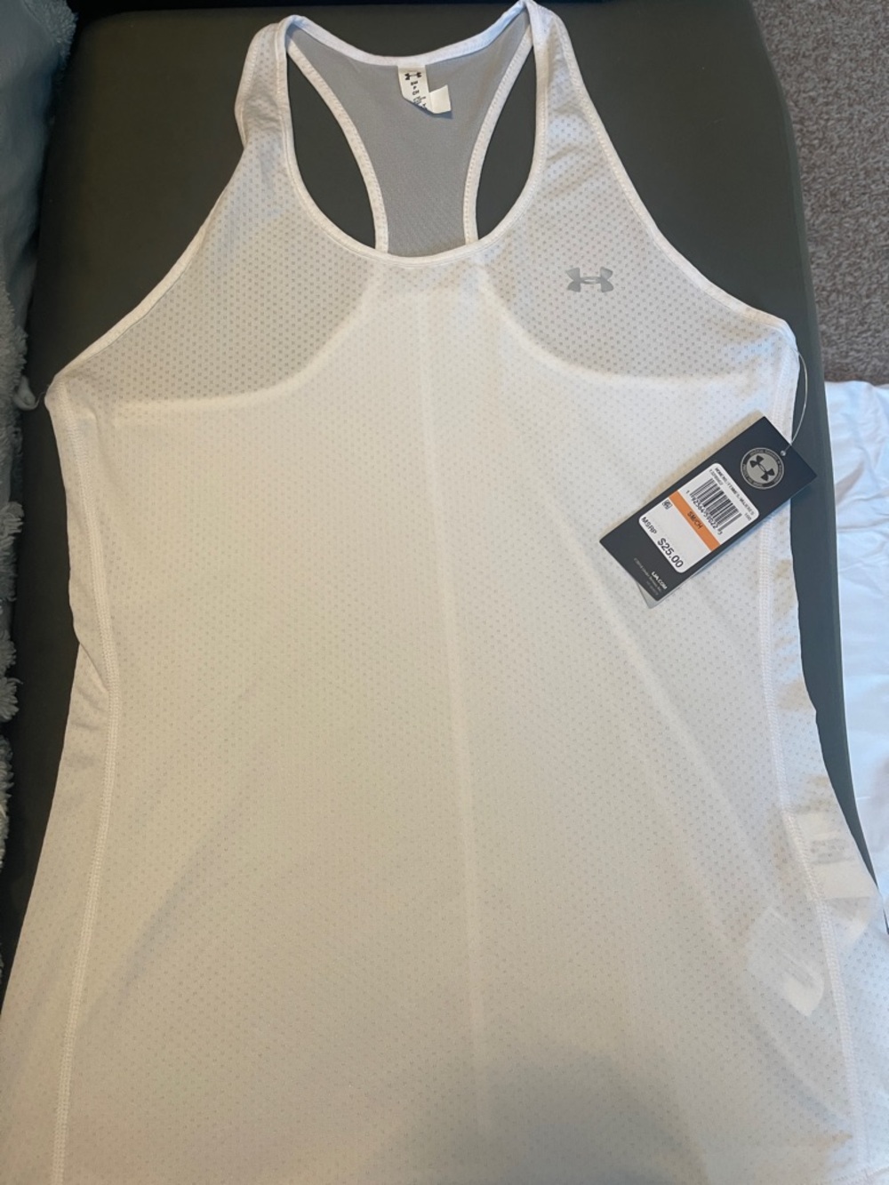 Under Armour White Mesh Racerback Performance Tank
